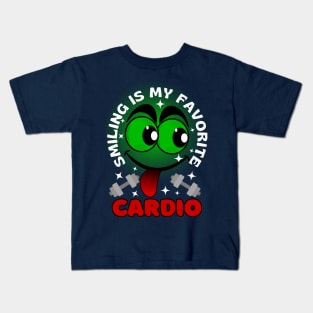 Smiling Is My Favorite Cardio Excited Funny Face Cartoon Emoji with Funny Saying Kids T-Shirt